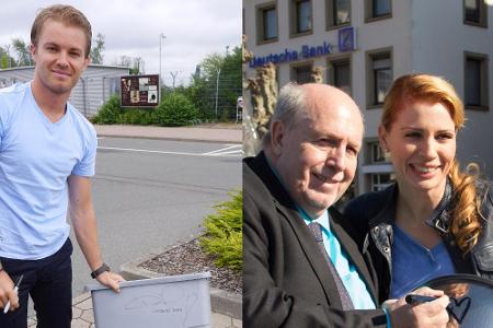 Nico Rosberg (l.), Reiner Calmund und Co. versteigern ihre Nico Rosberg (l.), Reiner Calmund und Co. versteigern ihre