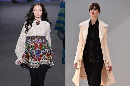 Die Designer setzen im Herbst/Winter 2015 unterschiedliche Prioritäten: Während Anna Sui auf Folklore setzt (links), steht b...