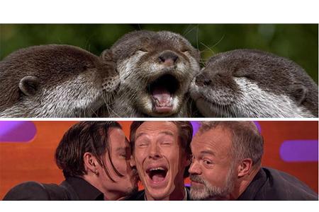 Um diesem Bild gerecht zu werden, sprangen Host Graham Norton, sowie Studiogast Johnny Depp als Komparsen ein. Cumberbatch f...