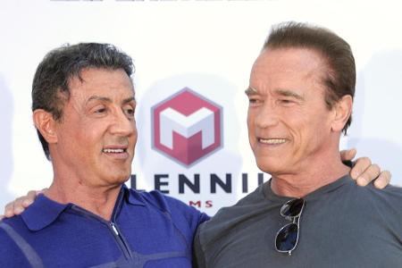 Sylvester Stallone (l.) und Arnold Schwarzenegger gehen gern miteinander frühstücken, sofern es sich terminlich einrichten l...