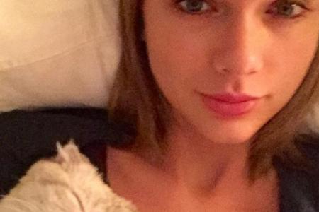 Aber auch wenn die beiden gar nichts machen, kommen sie bei den Instagram-Usern an. Ein Selfie, das Swift im Bett liegend ze...