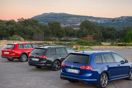 Heckvariationen von Alltrack, GTD und R (von links)