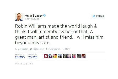 Trauer Robin Williams, Spacey