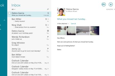 Die Outlook-App bietet deutlich mehr Mail-Funktionen als die bisherige Windows-8-App für Mails. So auch Filter und weitere M...