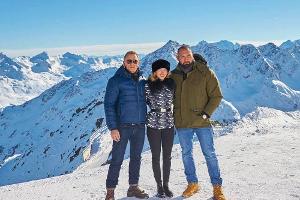 Am Set von "Spectre" lebt es sich gefährlich, das weiß auch Daniel Craig (links, mit Léa Seydoux und Dave Batista)
