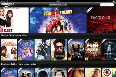 Amazon Instant Video über die iPad-App. Mithilfe von Airplay funktioniert die Wiedergabe auf Apple TV.