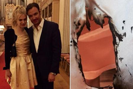 Larissa Marolts Kleid dürfte nicht mehr zu retten sein Larissa Marolts Kleid dürfte nicht mehr zu retten sein