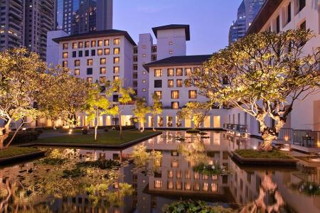 Eine verblüffender Hotelgarten mitten in Bangkok