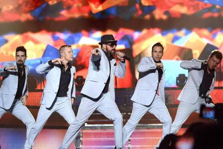 Auf diesen Anblick müssen Fans in Deutschland erstmal verzichten: Die Backstreet Boys live auf der Bühne Auf diesen Anblick müssen Fans in Deutschland erstmal verzichten: Die Backstreet Boys live auf der Bühne