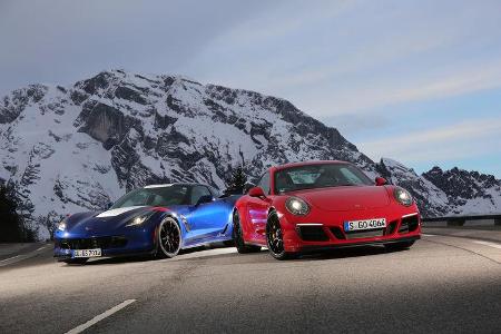 Chevrolet Corvette Grand Sport, Porsche 911 Carrera GTS, Frontansicht