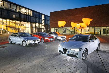 Alfa Romeo Giulia 2.2 D, Audi A4 2.0 TDI, BMW 320d, Mercedes C 250 d
