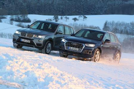 Audi Q5 2.0 TFSI Quattro, BMW X3 xDrive 28i, Frontansicht