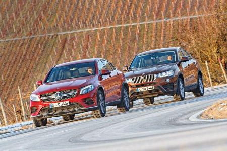 BMW X4 xDrive 28i, Mercedes GLC 300 4Matic Coupé, Frontansicht