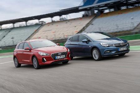 Hyundai i30 1.0 T-GDI, Opel Astra 1.4 DI Turbo, Frontansicht