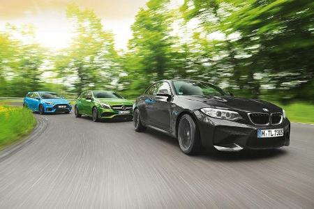 BMW M2 Coupé, Ford Focus RS, Mercedes-AMG A 45 4Matic BMW M2 Coupé, Ford Focus RS, Mercedes-AMG A 45 4Matic