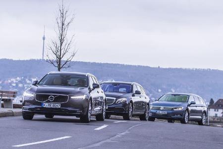 Mercedes E 200 T, Volvo V90, VW Passat Variant