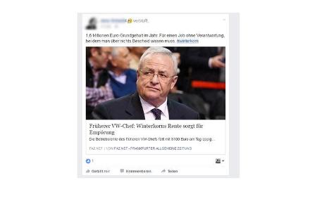 Reaktionen auf die Rente von Martin Winterkorn im Internet