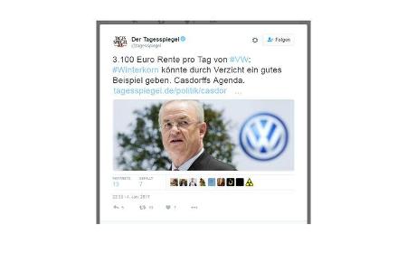 Reaktionen auf die Rente von Martin Winterkorn im Internet