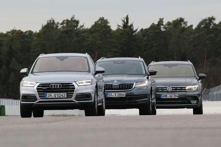 Audi Q5 2.0 TDI Quattro, Skoda Kodiaq 2.0 TDI 4x4, VW Tiguan 2.0 TDI 4Motion