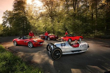 Morgan Threewheeler, Porsche 911 Targa SC, BMW Z8, Rolls-Royce Dawn