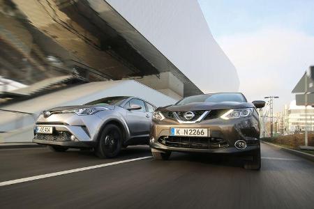 Nissan Qashqai 1.2 DIG-T, Toyota C-HR 1.2 T, Frontansicht