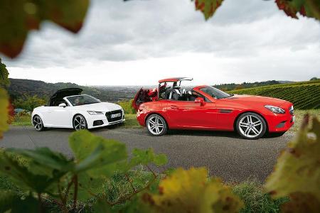 Audi TT 2.0 TDI Ultra, Mercedes SLC 250 d, Seitenansicht Audi TT 2.0 TDI Ultra, Mercedes SLC 250 d, Seitenansicht