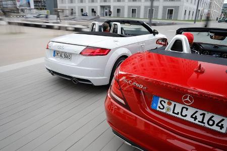 Audi TT 2.0 TDI Ultra, Mercedes SLC 250 d, Heckansicht