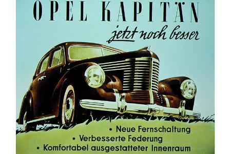 1948: Werbeanzeige für den Opel Kapitän.