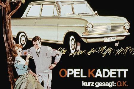 1963: Werbeanzeige für den Opel Kadett A: 