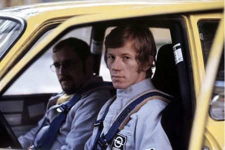 1974: Die Rallye Europameister der Saison 1974. Walter Röhrl (vorne) und Jochen Berger.