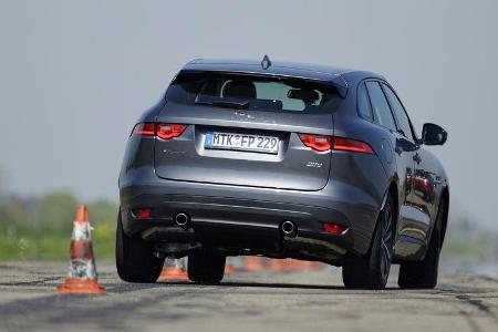 Jaguar F-Pace 30d AWD, Heckansicht, Slalom