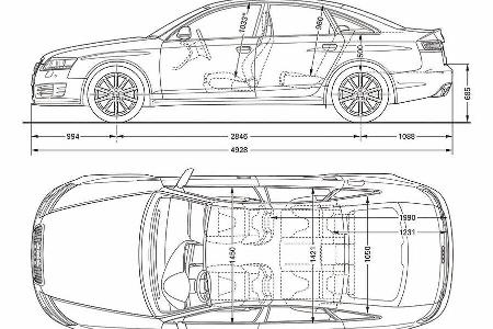 Hier die Abmessungen des RS6.