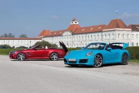 Mercedes SL 400, Porsche 911 Carrera Cabriolet, Seitenansicht