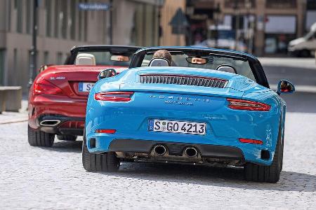 Mercedes SL 400, Porsche 911 Carrera Cabriolet, Heckansicht
