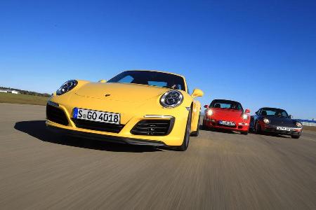 Porsche 959, 993 Turbo, 991 Carrera S, Frontansicht