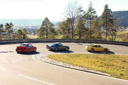 Porsche 959, 993 Turbo, 991 Carrera S, Seitenansicht