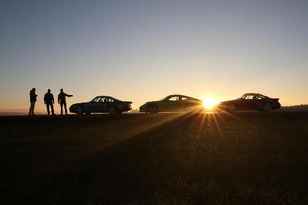 Porsche 959, 993 Turbo, 991 Carrera S, Seitenansicht