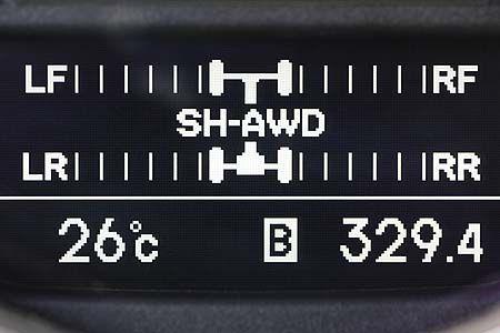 Im Tacho findet sich ein Display, das über die momentane Verteilung des Antriebes Auskunft gibt.