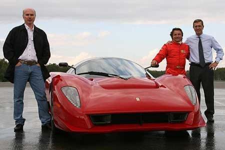 Auto-Ästhet James Glickenhaus mit René Arnoux und dem neuen Pininfarina-Chef, Andrea Pininfarina.