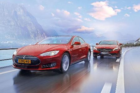 Tesla Model S P85D, Mercedes CLS 63 AMG S 4Matic, Frontansicht