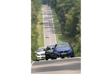 BMW 330d Touring, Mercedes C 350 CDi T, Audi A4 Avant 3.0 Quattro, Frontansicht