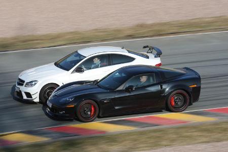 Chevrolet Corvette Z06, Mercedes C 63 AMG Black Series, Seitenansicht