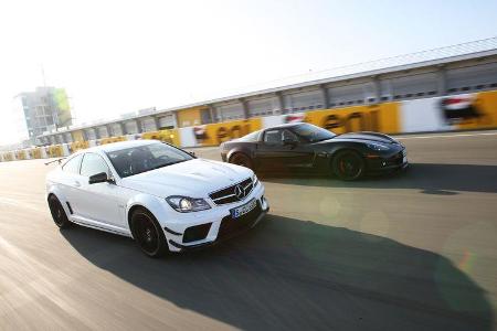 Chevrolet Corvette Z06, Mercedes C 63 AMG Black Series, Seitenansicht
