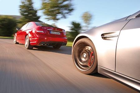 BMW M3 Coupe Competition, Mercedes C 63 AMG Performance Package, Seitenansicht