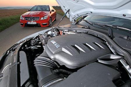 BMW M3 Coupe Competition, Mercedes C 63 AMG Performance Package, Motorhaube