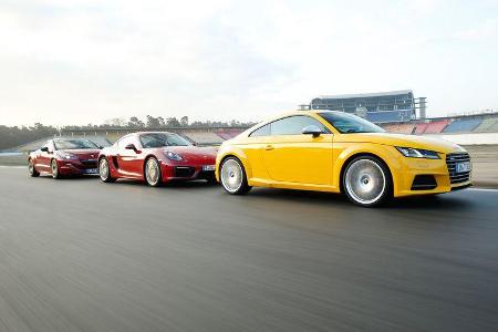 Audi TTS, Peugeot RCZ R, Porsche Cayman GTS, Seitenansicht