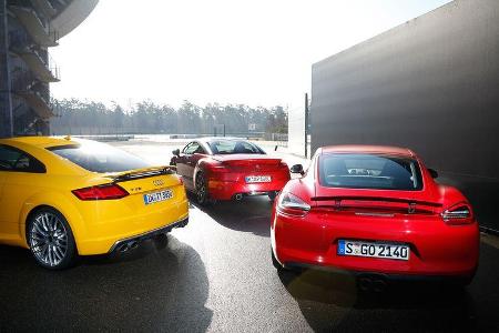 Audi TTS, Peugeot RCZ R, Porsche Cayman GTS, Heck