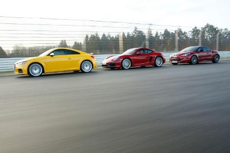 Audi TTS, Peugeot RCZ R, Porsche Cayman GTS, Seitenansicht