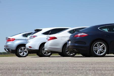 Lexus RX 450h, Infiniti M35h, Porsche Panamera S Hybrid, BMW X6 Active Hybrid, Heck
