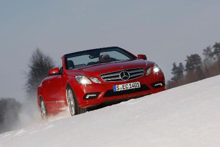 Mercedes E 350 Cabriolet, Frontansicht, Schnee